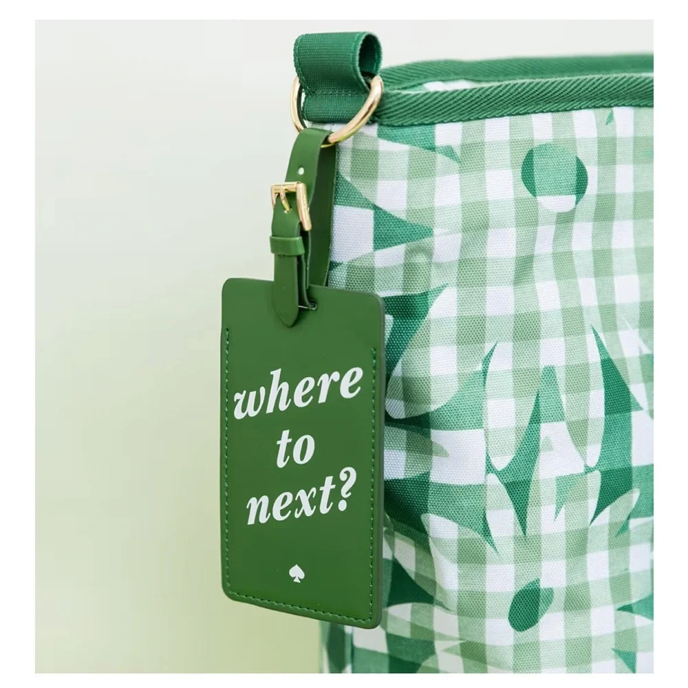 Kate Spade Green Luggage Tag with Gold Buckle - Where to next?